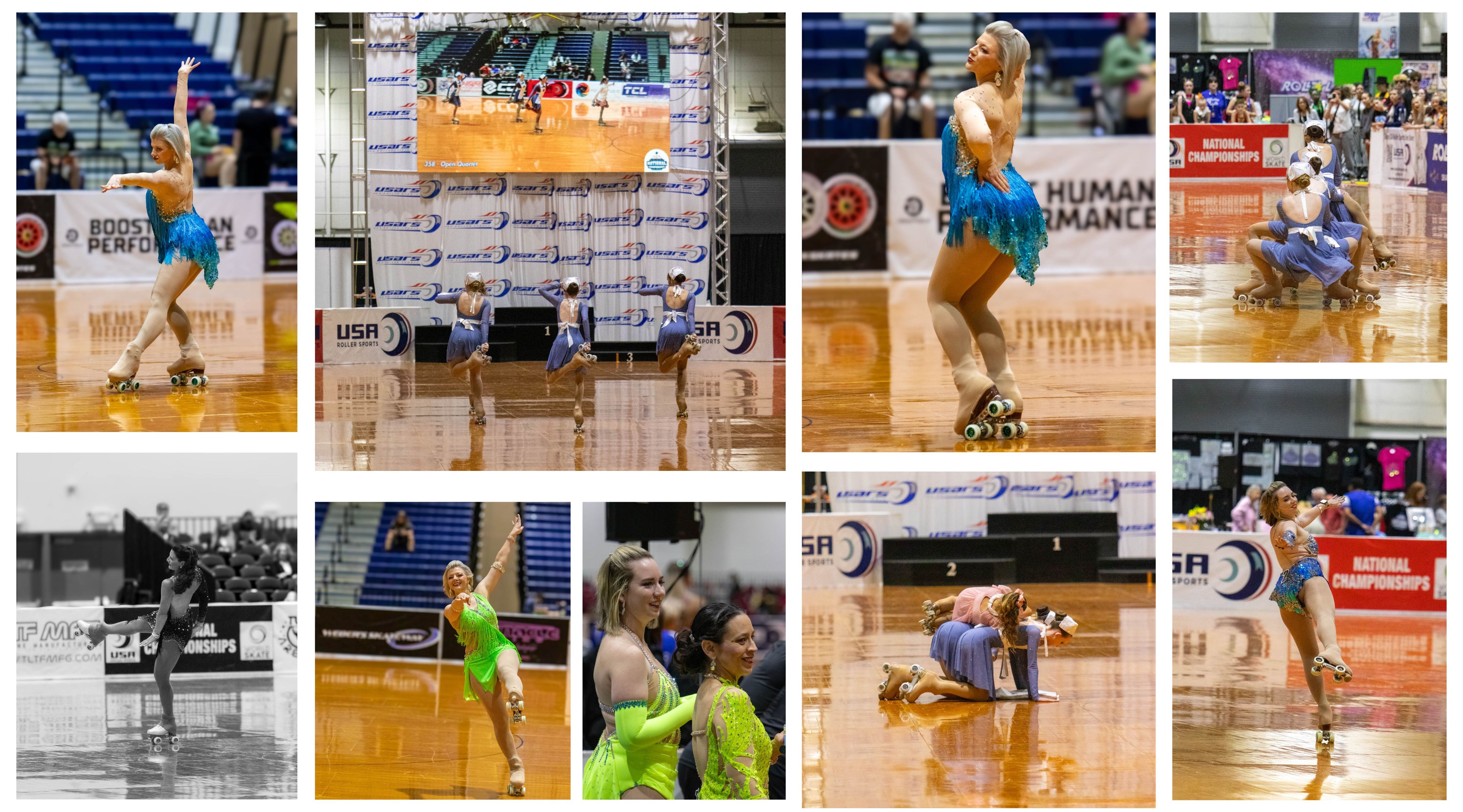 Artistic roller skating athletes competing in multiple divisions at the 2025 USARS National Championships in Reno, Nevada
